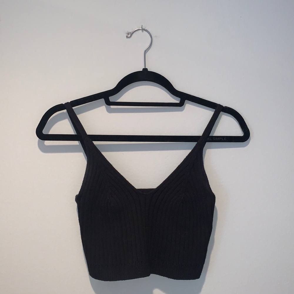 FREE PEOPLE BLACK KNIT CROPPED TANK